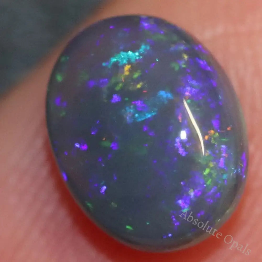 2.57 Cts Australian Black Crystal Opal Lightning Ridge Solid Gem Stone Cabochon
