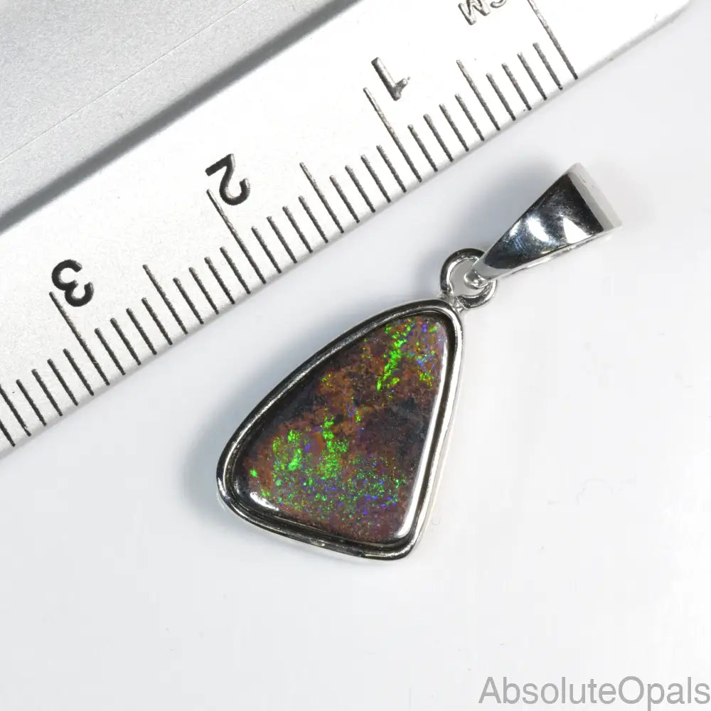 Australian Boulder Opal with Silver Pendant