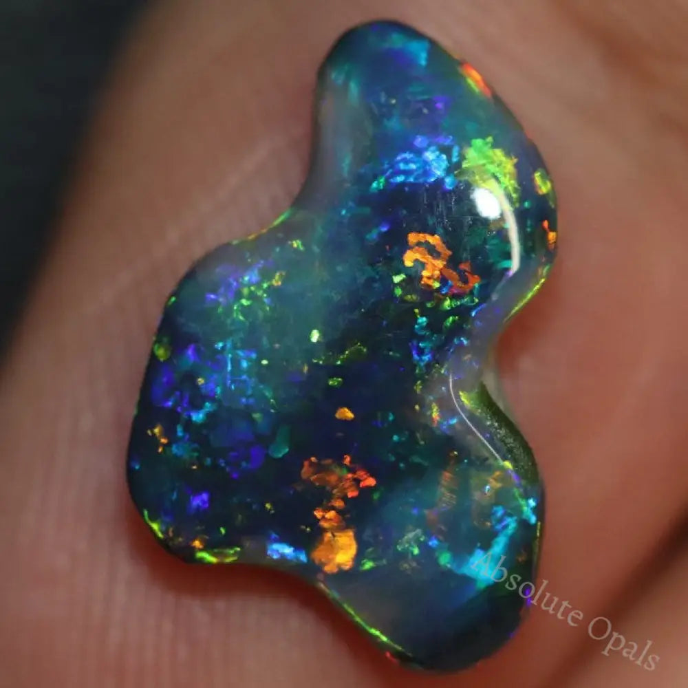 2.75 Cts Black Opal Lightning Ridge Australian Solid Carving Loose Gem Stone Red Green Blue