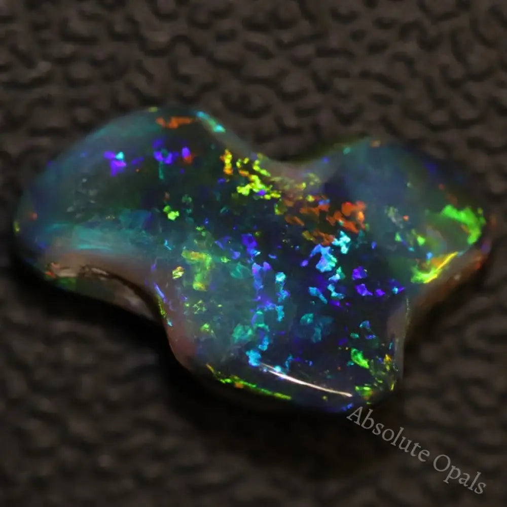 2.75 Cts Black Opal Lightning Ridge Australian Solid Carving Loose Gem Stone Red Green Blue