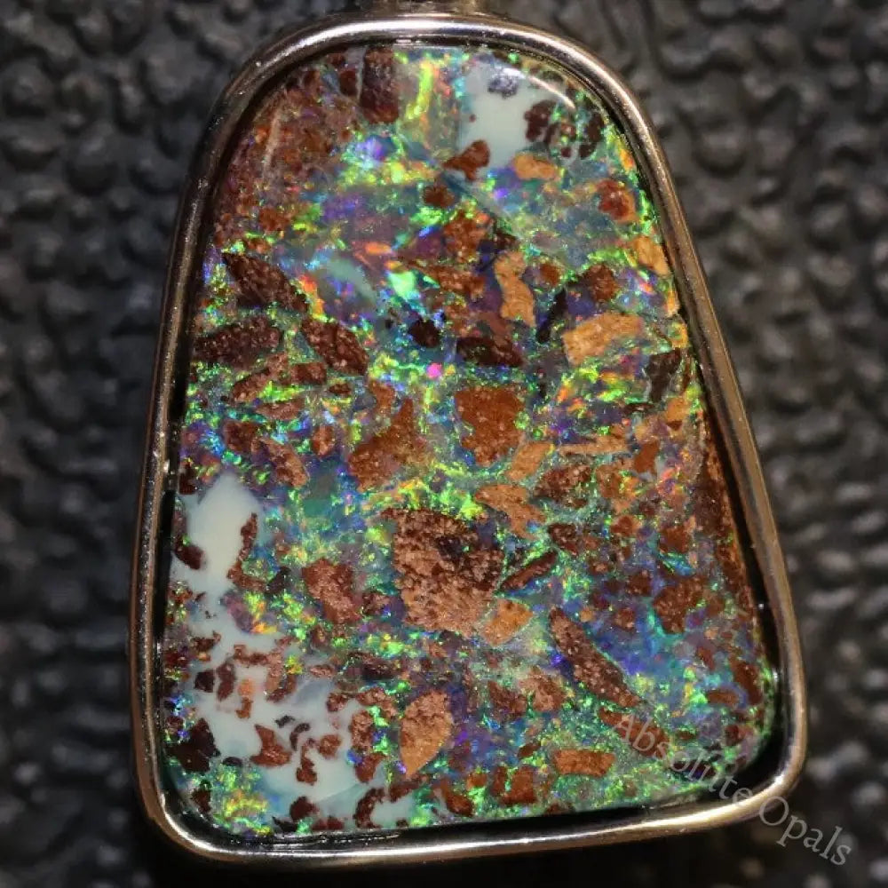 2.90 G Australian Boulder Opal With Silver Pendant: L 26.2 Mm Jewellery
