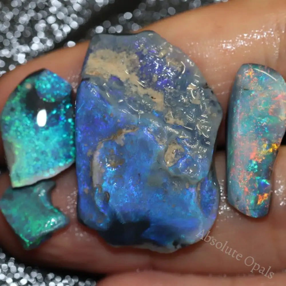 25.3 Cts Black Opal Rough Parcel 10.2-32.1X21.4-8.3X3.9-9.5Mm