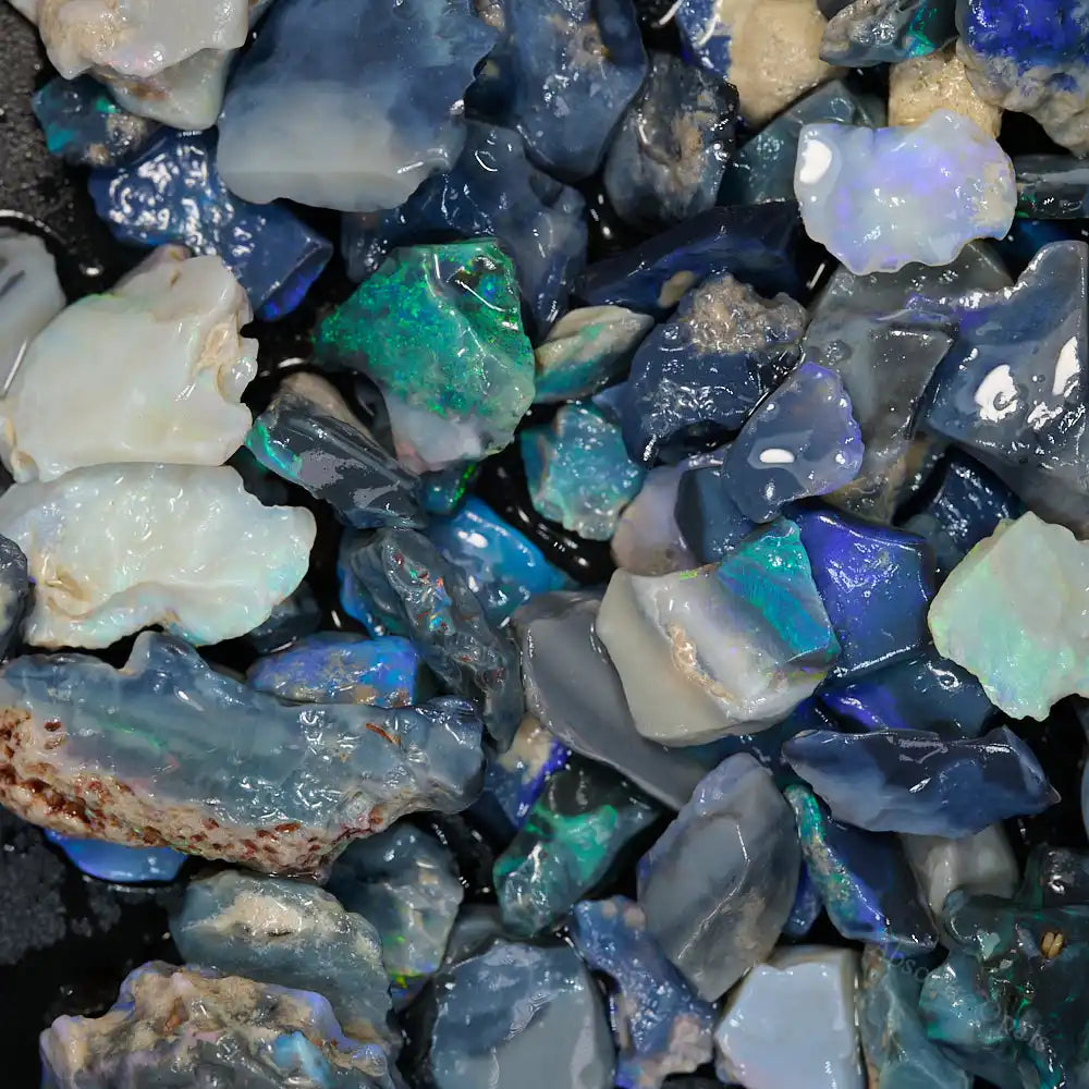 278 cts Rough Black Opal Parcel Lightning Ridge - Potch and Colour CMR Rough Opal