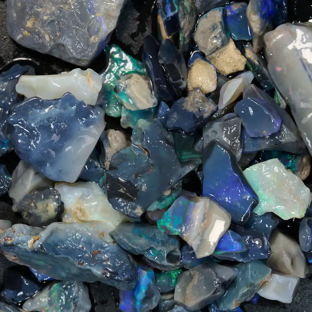 278 cts Rough Black Opal Parcel Lightning Ridge - Potch and Colour CMR Rough Opal