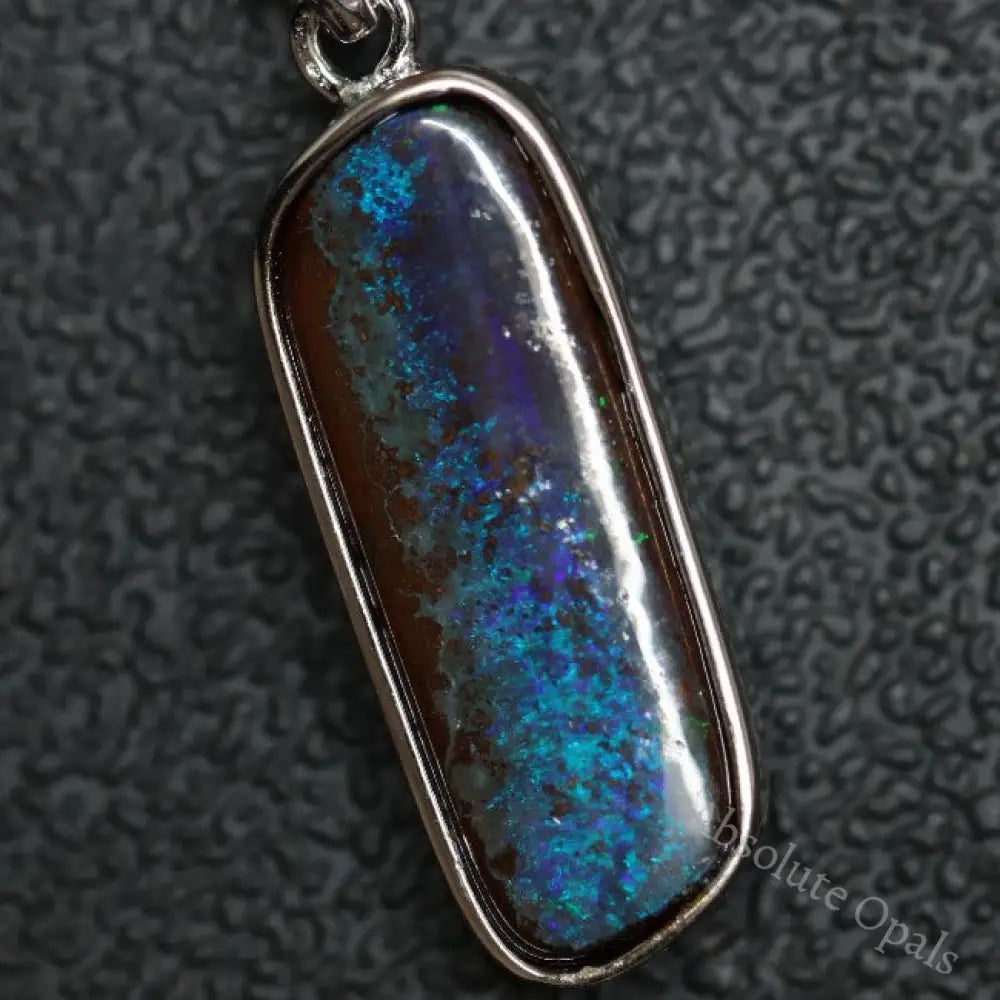 3.19 G Australian Boulder Opal With Silver Pendant: L 30.8 Mm Jewellery
