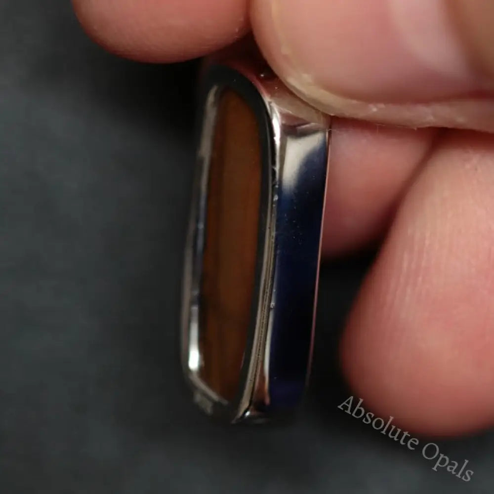 3.19 G Australian Boulder Opal With Silver Pendant: L 30.8 Mm Jewellery