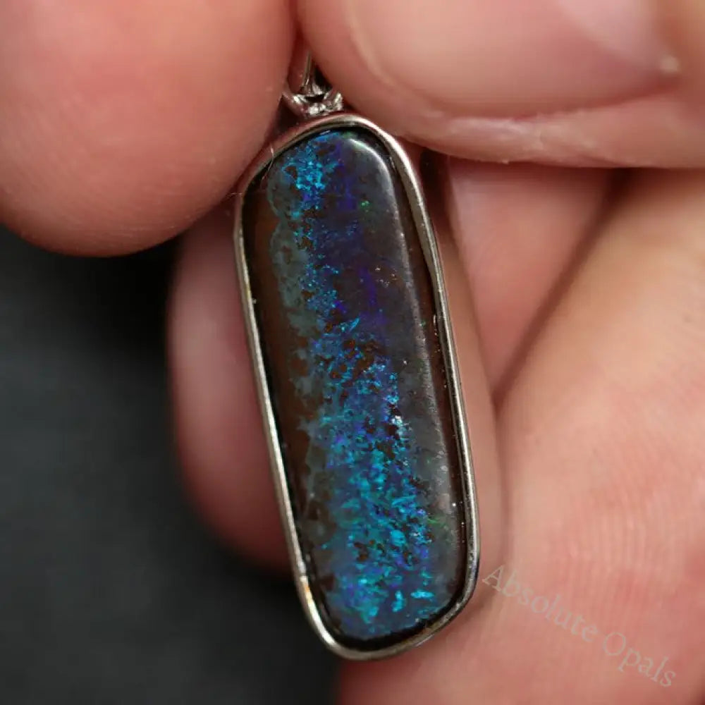 3.19 G Australian Boulder Opal With Silver Pendant: L 30.8 Mm Jewellery