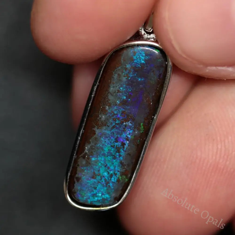 3.19 G Australian Boulder Opal With Silver Pendant: L 30.8 Mm Jewellery