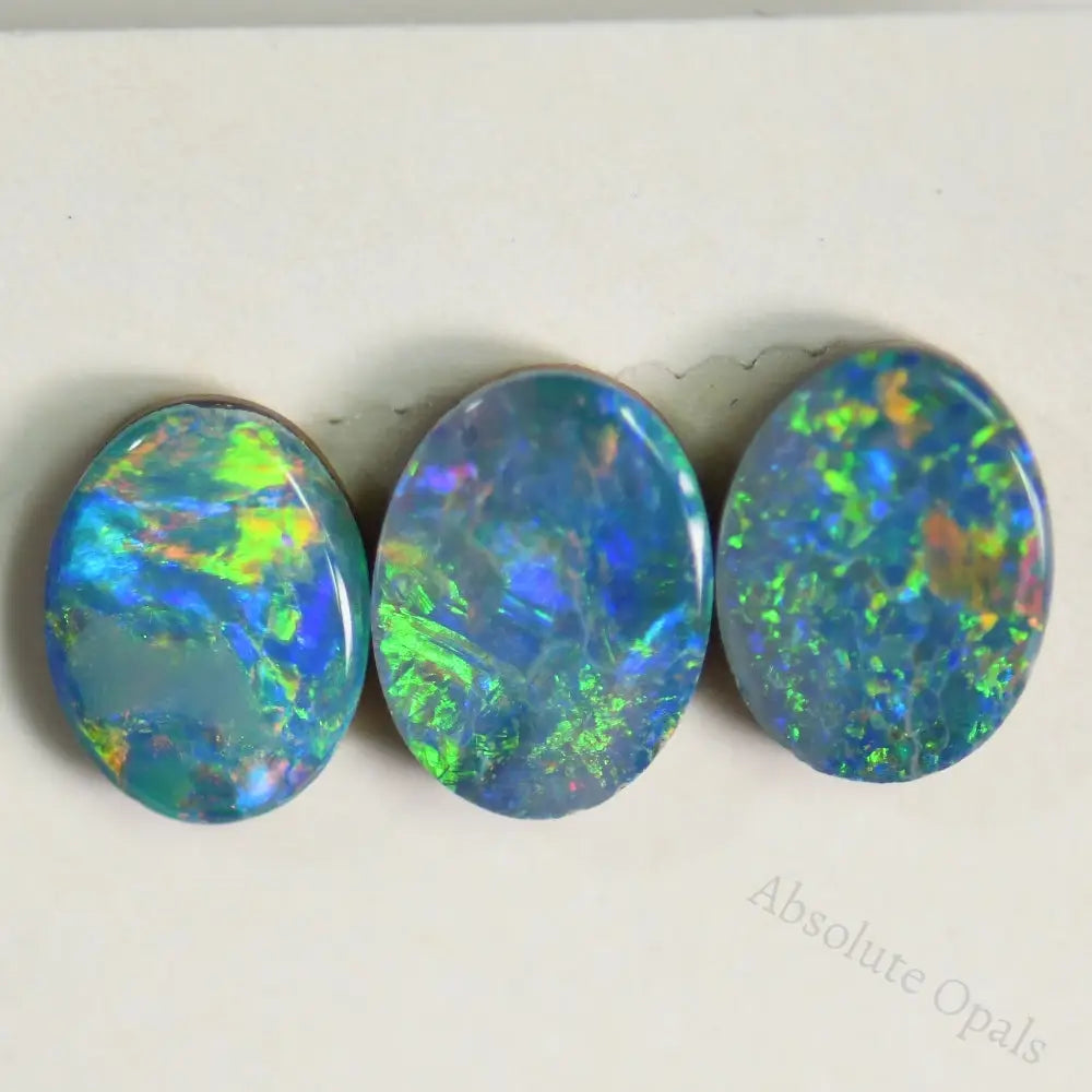 3.25 Cts Australian Opal Doublet Stone Cabochon 3Pcs 8X6