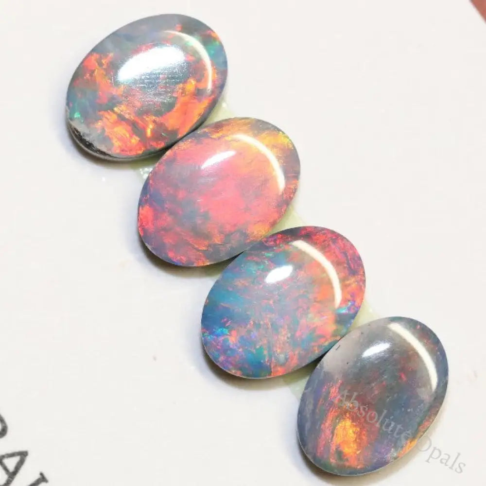 3.55 Cts Australian Opal Doublet Stone Cabochon 4Pcs 7X5