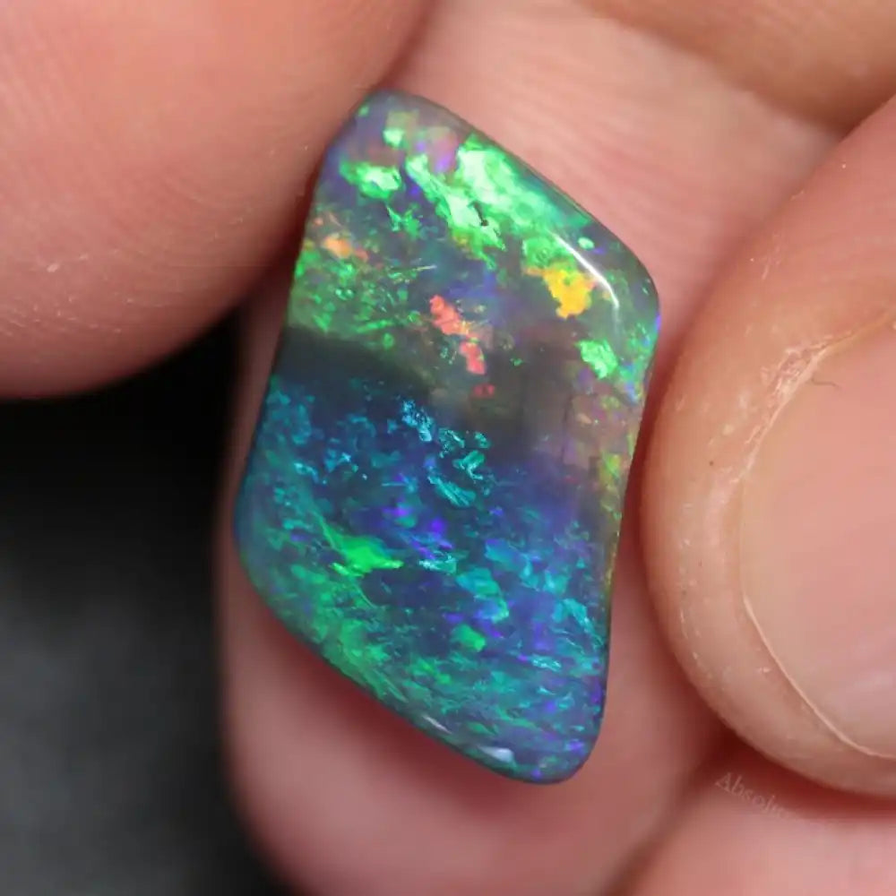 3.85 Cts Australian Solid Black Opal Lightning Ridge Semi