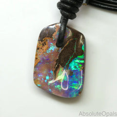30 cts Australian Opal Boulder Drilled Greek Leather Mounted