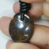  Australian Opal Boulder Drilled Greek Leather Mounted Pendant Necklace