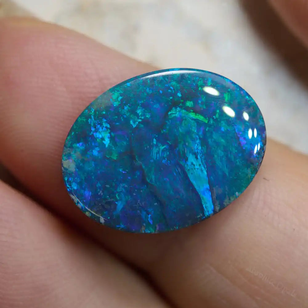 black opal blue cut stone