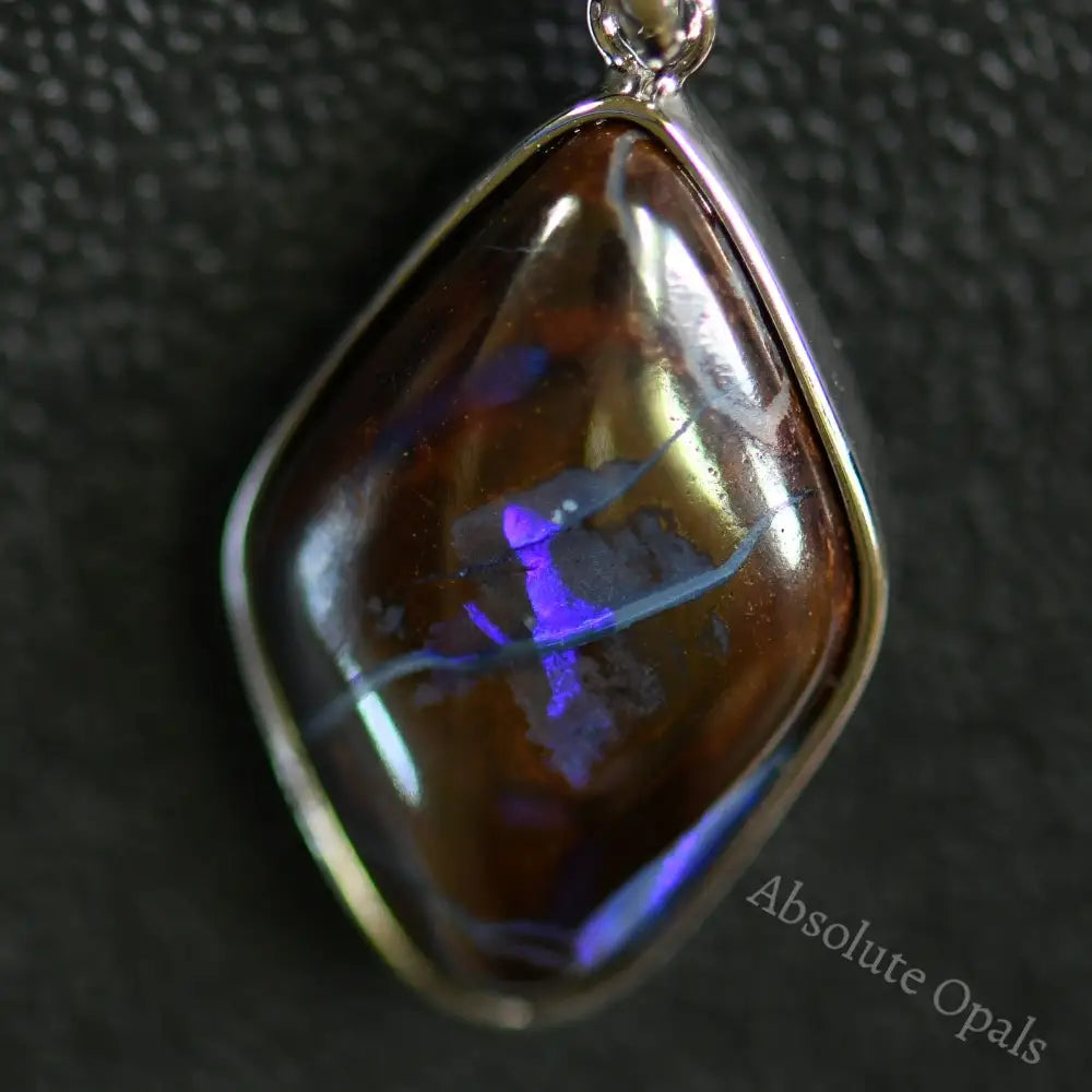 4.77 G Australian Boulder Opal With Silver Pendant: L 33.2 Mm Jewellery