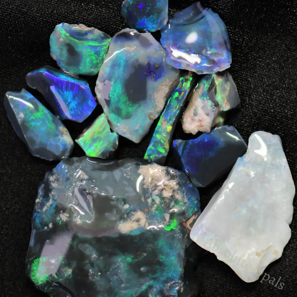 Australian Rough Black Opal Parcel, Lightning Ridge - Potch and Colour, Offcuts