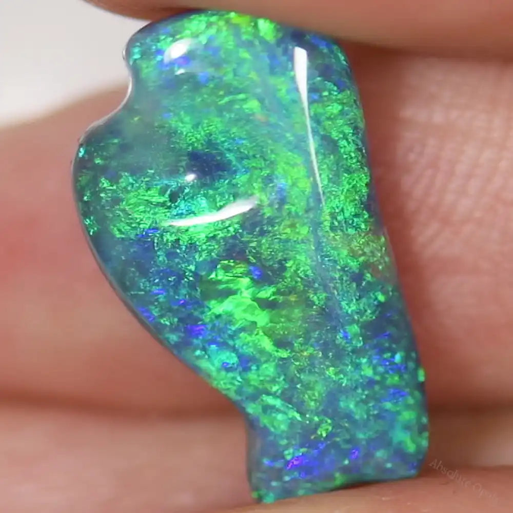 5.02 Cts Australian Solid Opal Carving Lightning Ridge Cmr Black