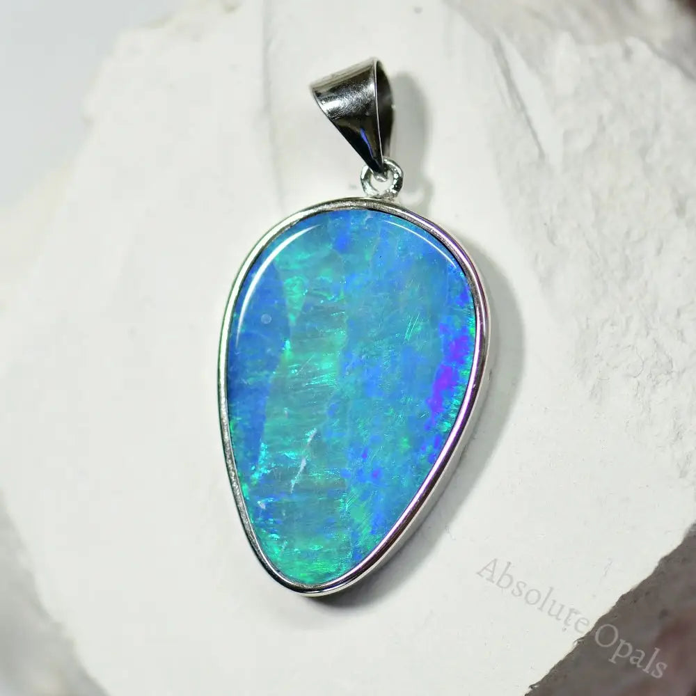 5.18 G Australian Doublet Opal With Silver Pendant: L 37.0 Mm Jewellery