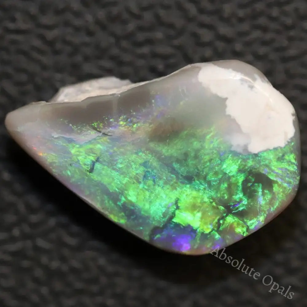 5.90 Cts Australian Semi Black Opal Rough Lightning Ridge Polished Specimen Natural Green Blue Stone