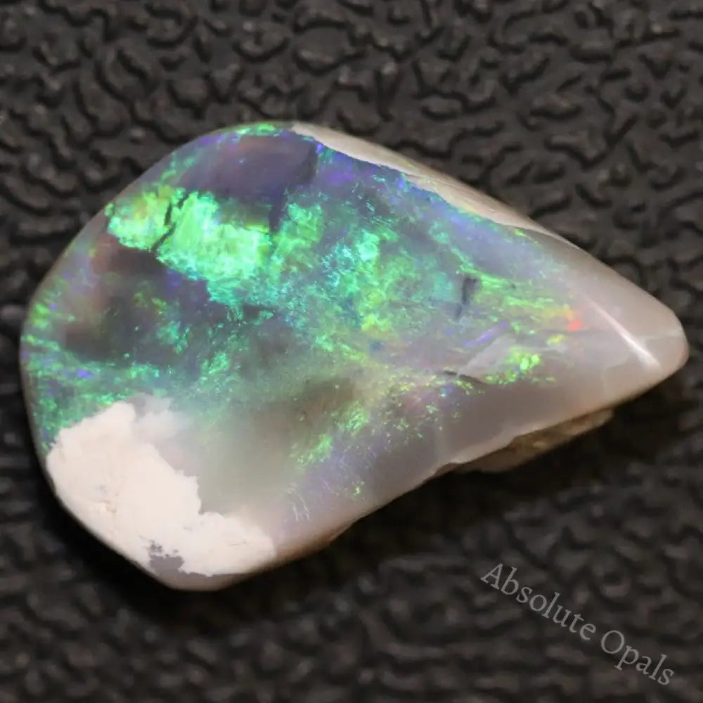 5.90 Cts Australian Semi Black Opal Rough Lightning Ridge Polished Specimen Natural Green Blue Stone