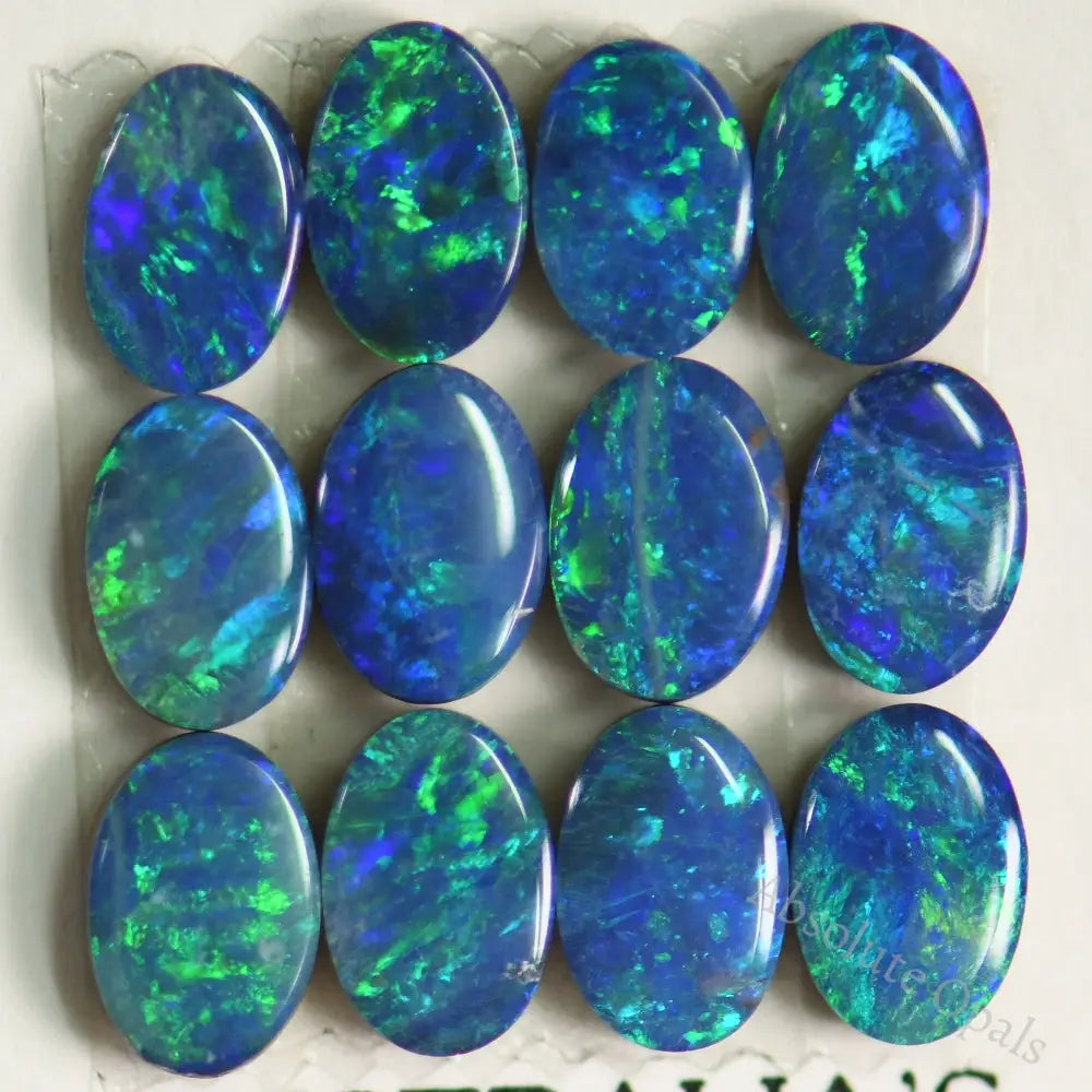 5.93 Cts Australian Opal Doublet Stone Cabochon 12Pcs 6X4 Mm