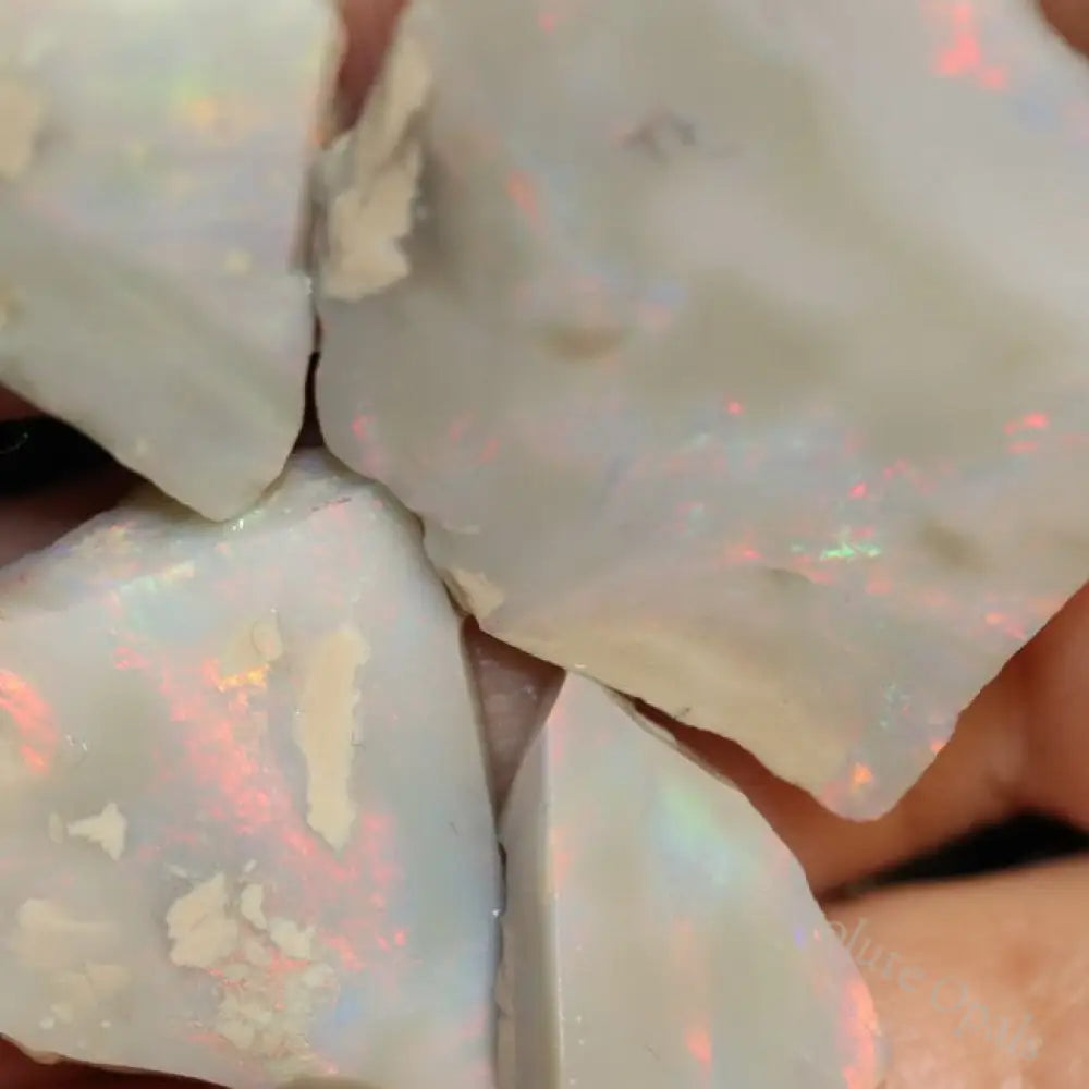 51.45 Cts Australian Solid Semi Black Opal Rough Seam Lightning Ridge Red Parcel