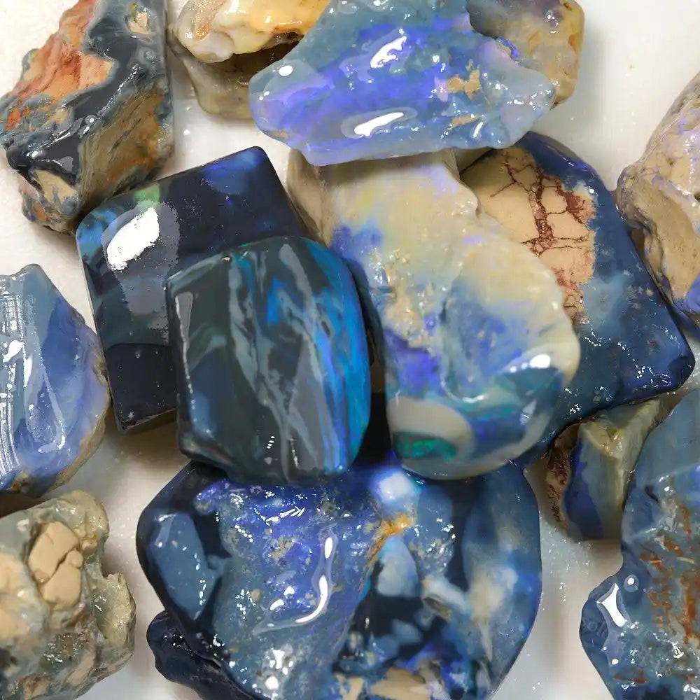 591 cts Rough Black Opal Parcel Lightning Ridge Potch and Colour Rough Opal