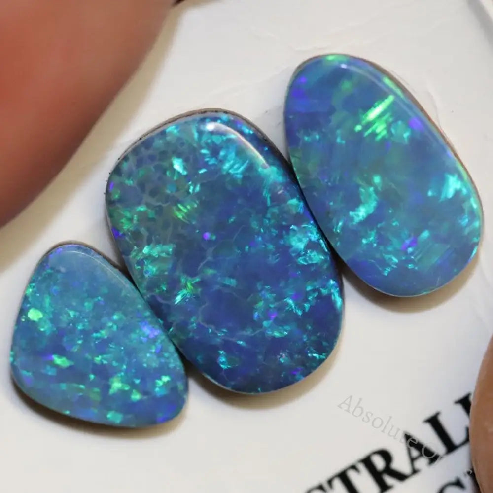6.25 Cts Australian Opal Doublet Stone Cabochon 3Pcs
