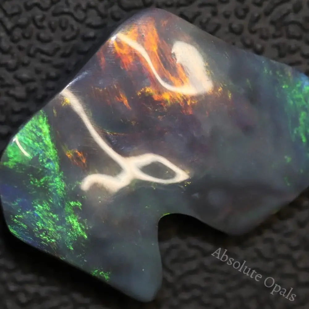 6.36 Cts Black Opal Lightning Ridge Australian Solid Carving Loose Gem Stone Red Green Blue