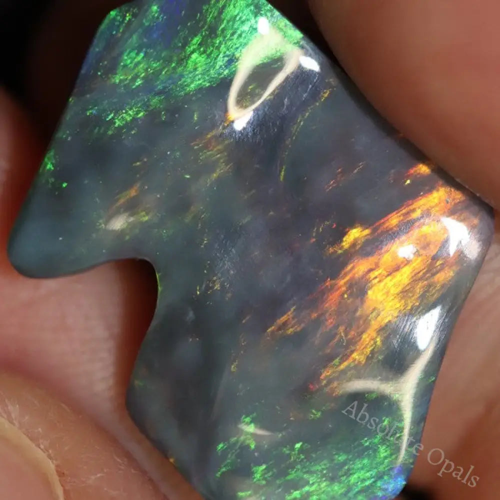 6.36 Cts Black Opal Lightning Ridge Australian Solid Carving Loose Gem Stone Red Green Blue