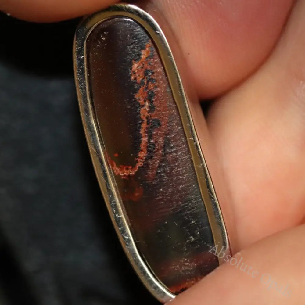 6.56 G Australian Boulder Opal With Silver Pendant: L 40.3 Mm Jewellery