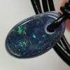 6.90 Cts Australian Opal Drilled Greek Leather Mounted Pendant Necklace Jewellery