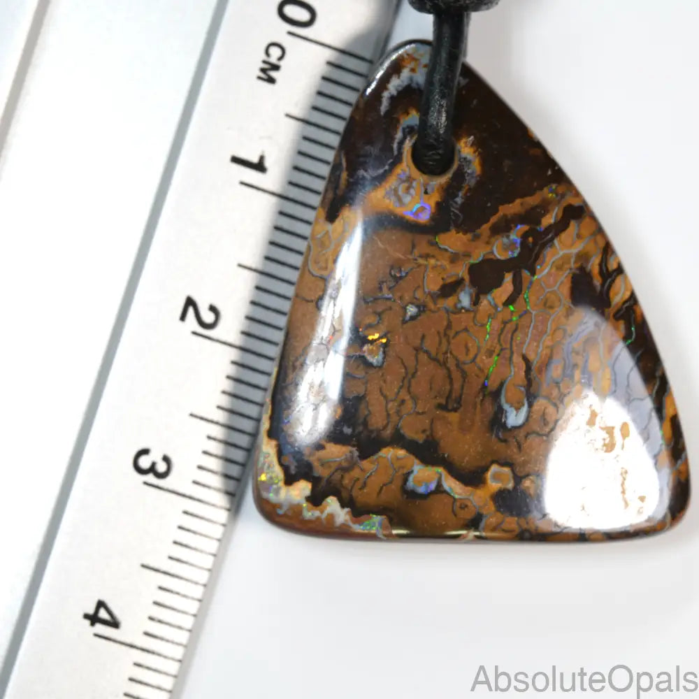 Australian Opal Boulder Drilled Leather Pendant Necklace