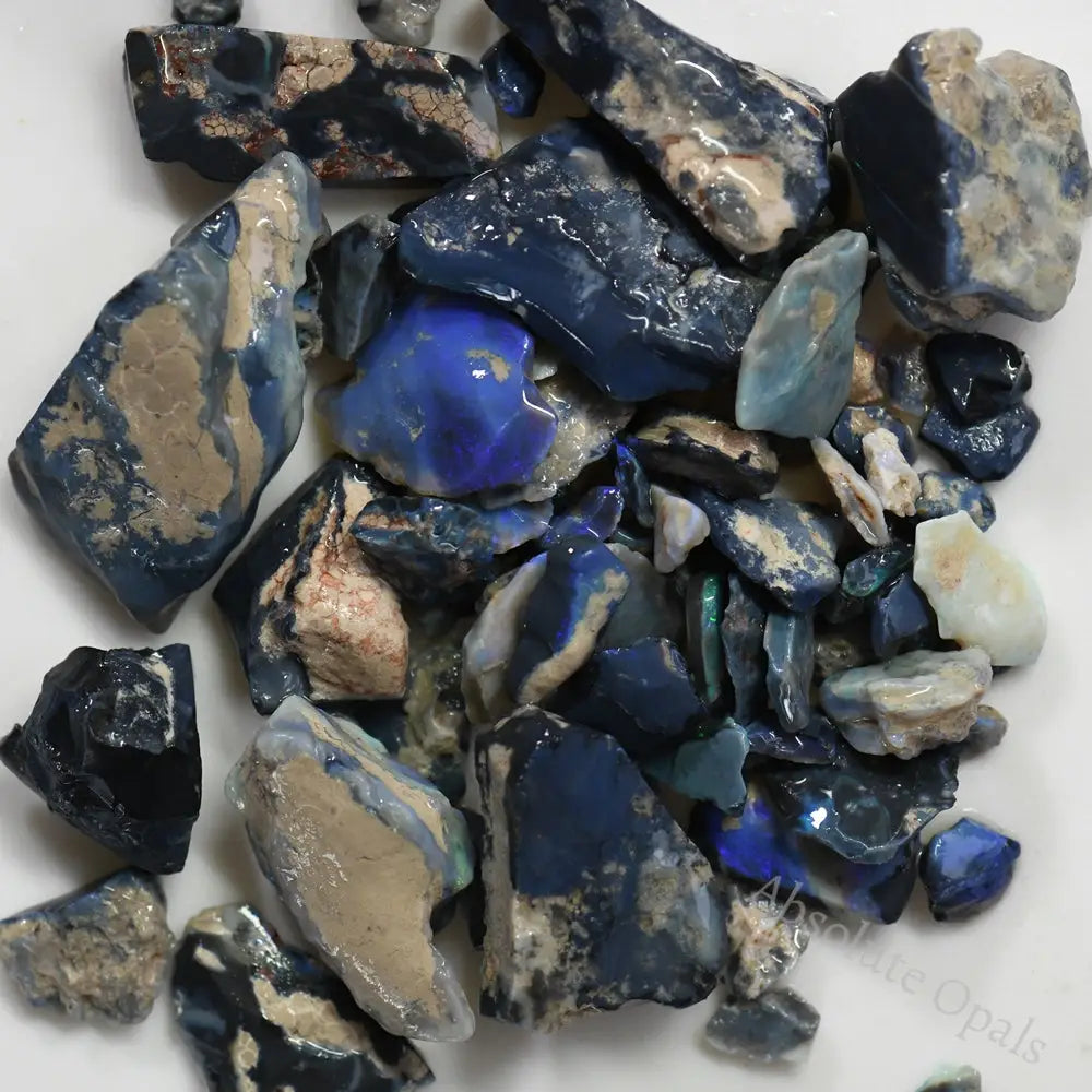 620 Cts Australian Rough Black Opal Parcel Lightning Ridge - Potch And Colour Cmr