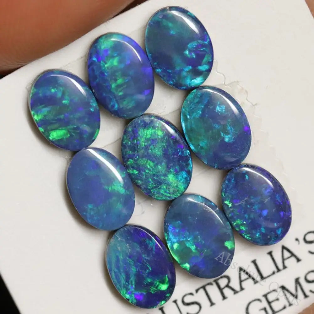 7.0 Cts Australian Opal Doublet Stone Cabochon 9Pcs