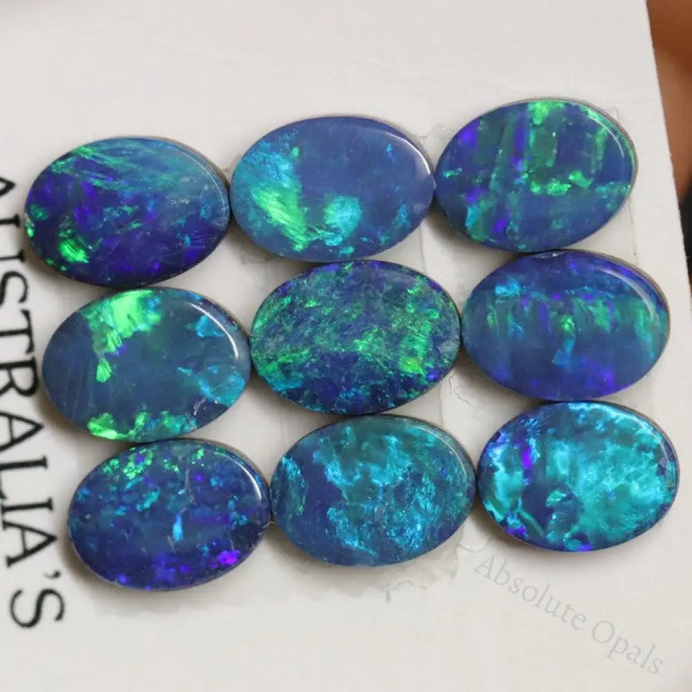 7.0 Cts Australian Opal Doublet Stone Cabochon 9Pcs
