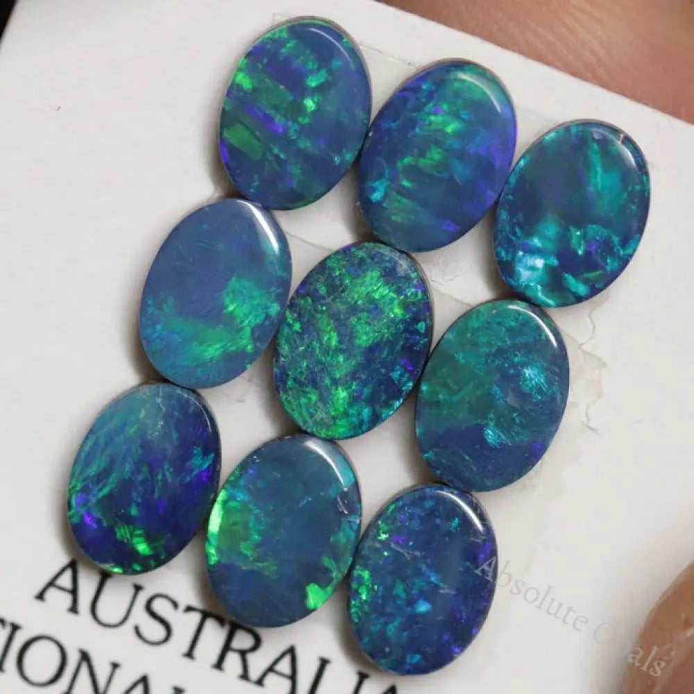 7.0 Cts Australian Opal Doublet Stone Cabochon 9Pcs