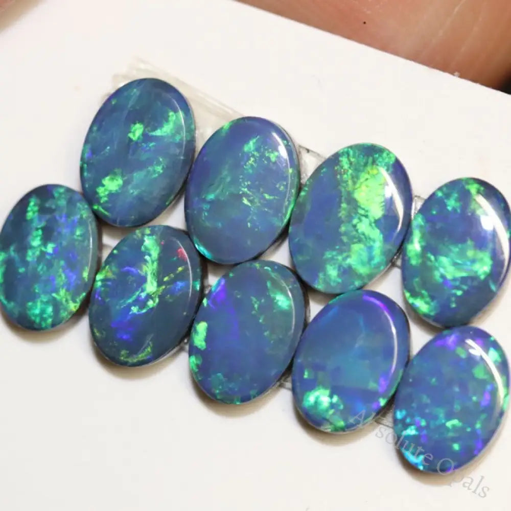 7.42 Cts Australian Opal Doublet Stone Cabochon 9Pcs 7X5