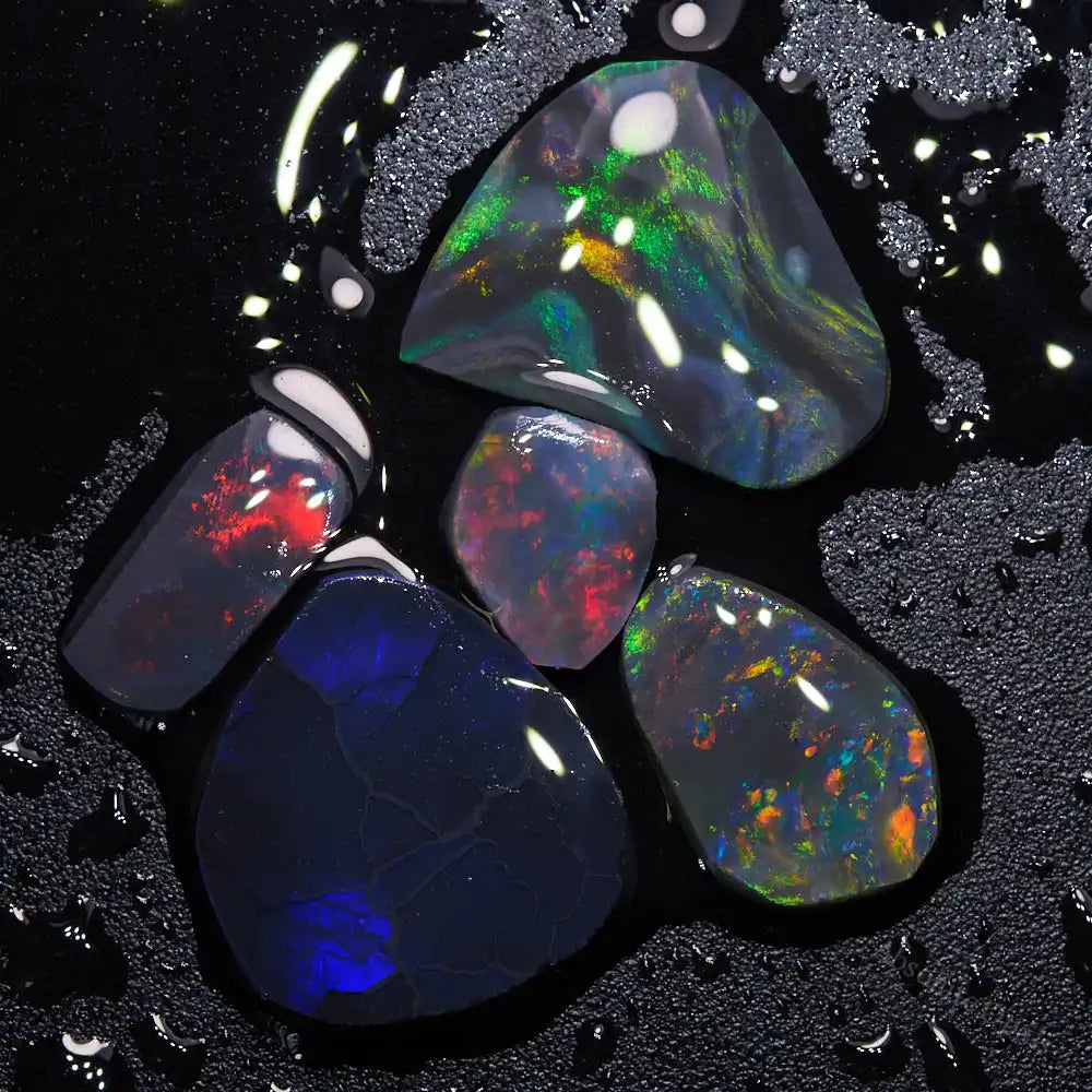 black rough opal parcel