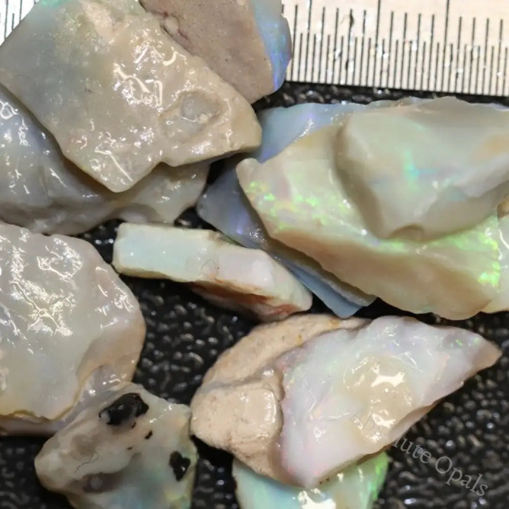 79.15 Cts Australian Solid Semi Black Opal Rough Lightning Ridge Parcel Green Blue Stones