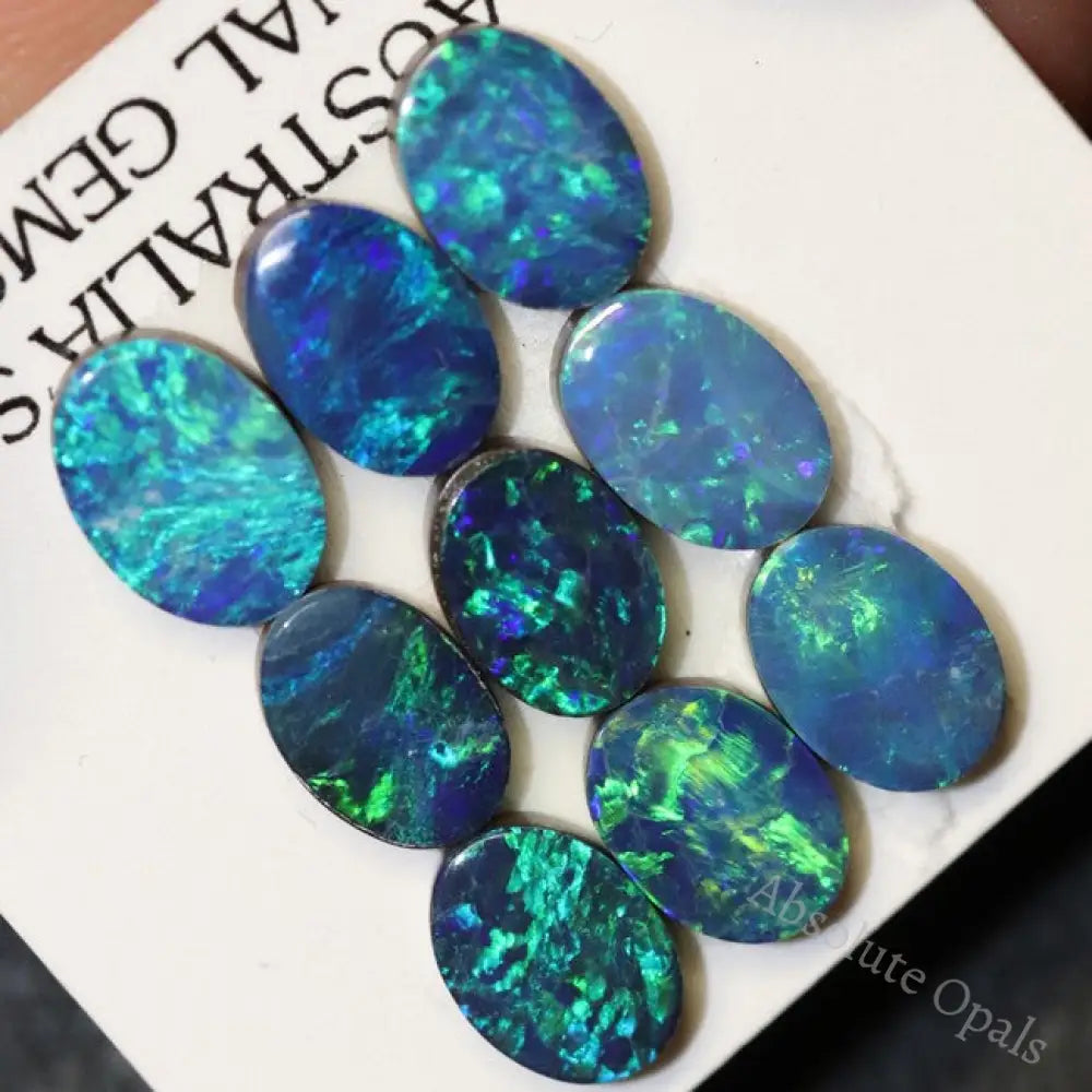 8.0 Cts Australian Opal Doublet Stone Cabochon 9Pcs 7X5