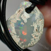 8.50 Cts Australian Opal Drilled Greek Leather Mounted Pendant Necklace Jewellery