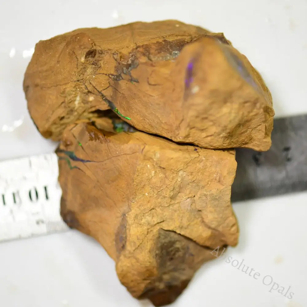 990 Cts Australian Boulder Opal Rough Specimens X 2 Pcs Split