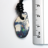  Australian Opal Drilled Greek Leather Mounted Pendant Necklace