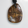 Australian Boulder Opal Drilled Leather Mounted Pendant Necklace