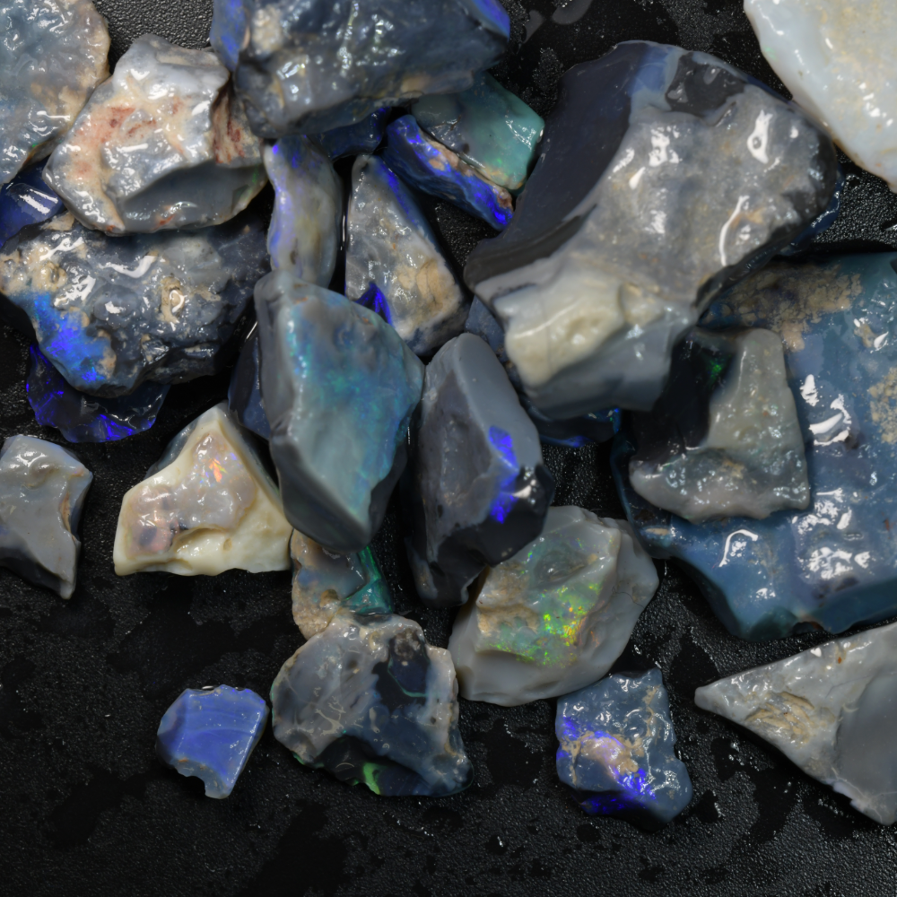 Rough Black Opal Parcel Lightning Ridge - Potch and Colour 