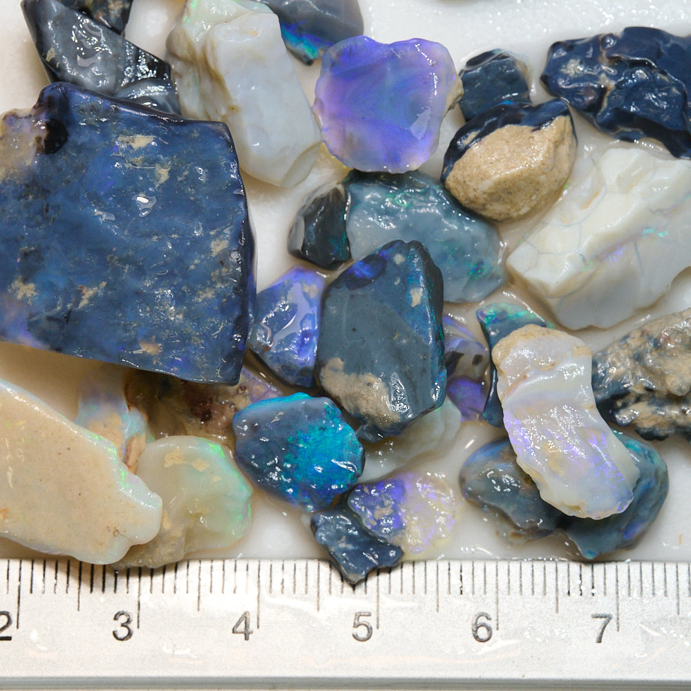 128 cts Rough Black Opal Parcel Lightning Ridge - Potch and Colour CMR