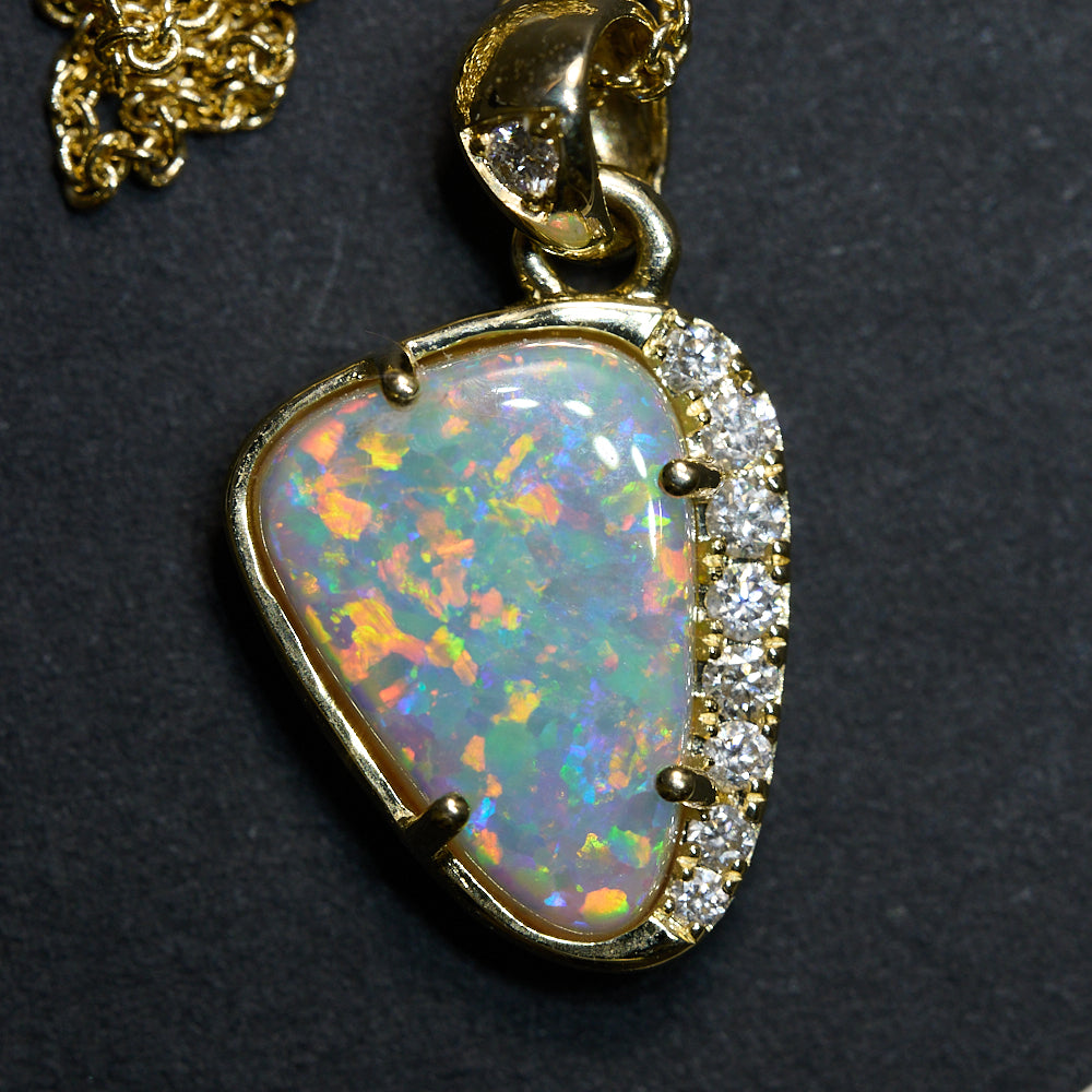 Genuine Opal Lightning Ridge Solid Pendant 14K Gold L19.7 mm