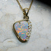 Genuine Opal Lightning Ridge Solid Pendant 14K Gold L 19.7 mm