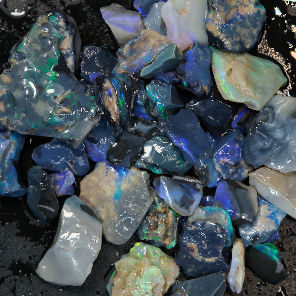 149 cts Rough Black Opal Parcel Lightning Ridge - Potch and Colour CMR